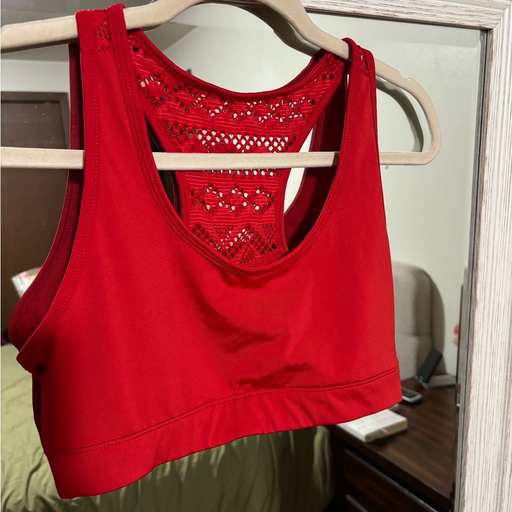 ZYIA Red Lace Trim Sports Bra